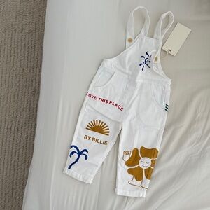 White Kids Overalls with Blue and Gold Accents